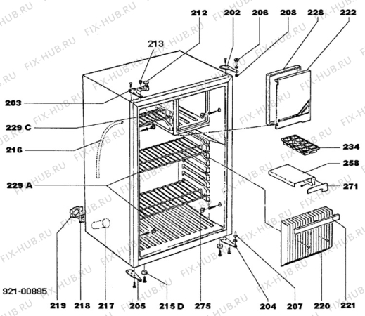 Взрыв-схема холодильника Electrolux RM2280 - Схема узла C20 Cabinet  / Interior  C